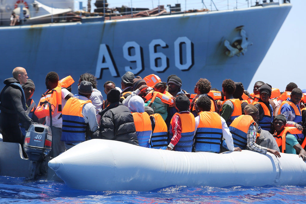 UN file image of migrants being rescued.