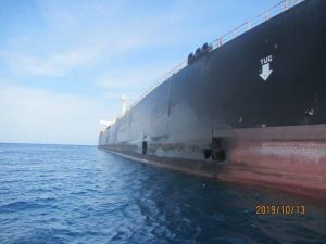 Damage seen on MT Sabiti, images via Iranian Oil Ministry