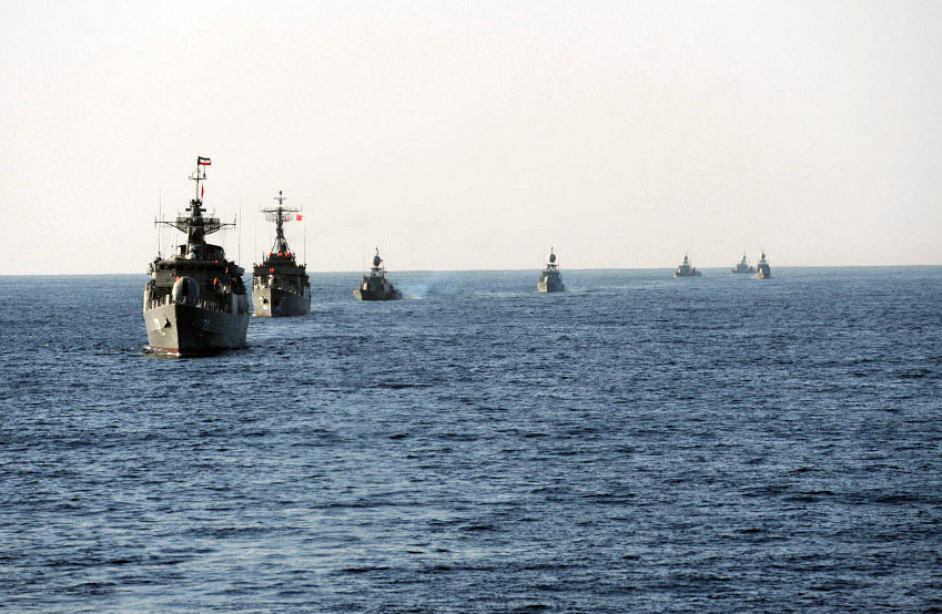 Iranian Navy ships in Velayat-90 military exercise, by Mohammad Sadegh Heydari via Wikipedia